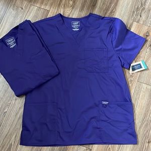 NWT Mens Cherokee L 3 pocket Grape Scrub Top Lot of 2